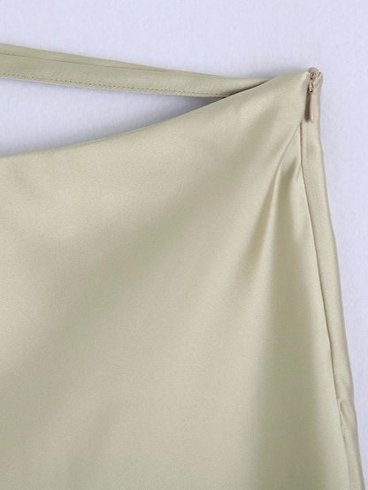 High Waisted Midi Silk Satin Skirt - www.Shopthatapp.com