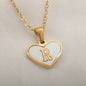 26 Letter Heart-shaped Necklace White Shell Love Clavicle Chain Fashion Personalized Necklace For Women Jewelry Valentine's Day - www.Shopthatapp.com