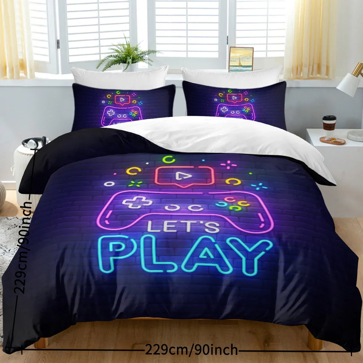 Gaming Duvet Cover Set Twin Full Queen King Size Video Game Controller Bedding Set, Boys Video Games Comforter Cover With 2 Pillow Shams, Bed Set For Boys Girls Bedroom Decor - www.Shopthatapp.com