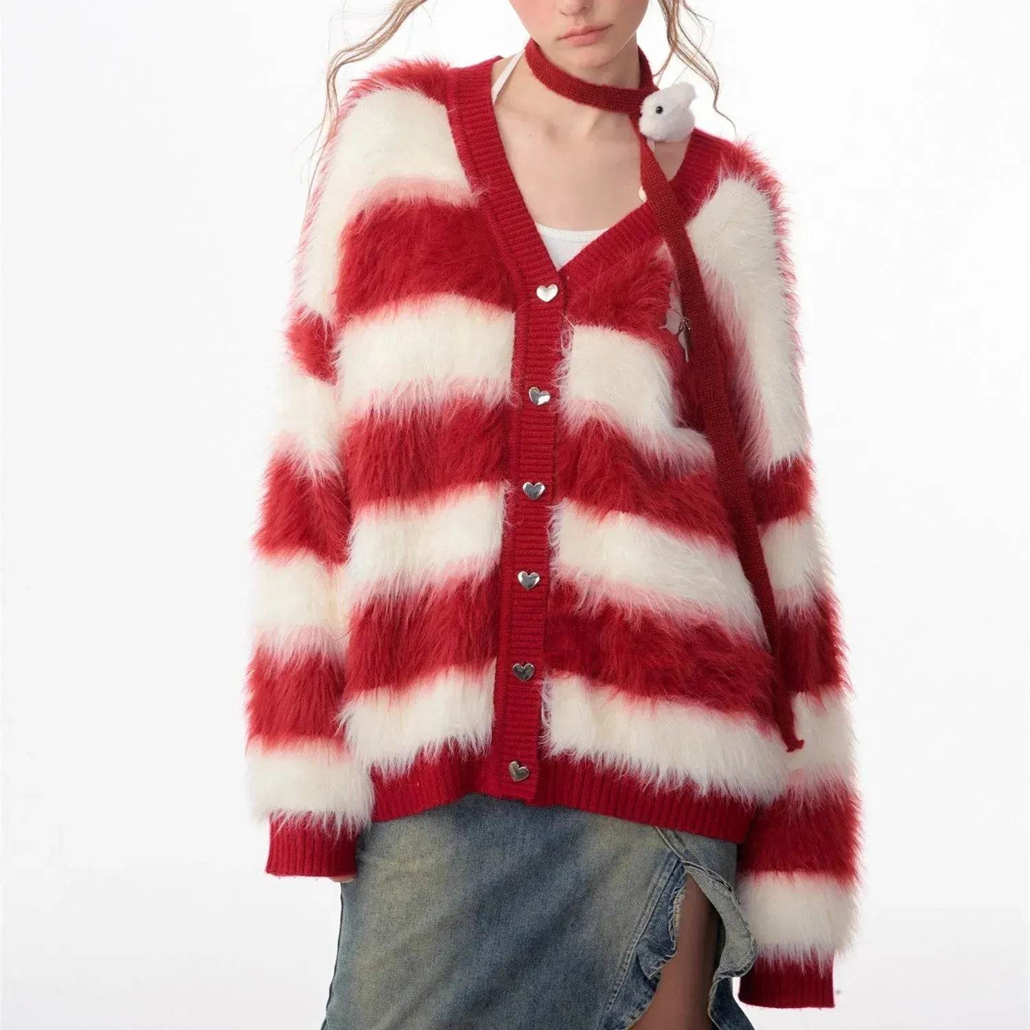 Lady in Red Winter  Christmas Plush Cardigan - www.Shopthatapp.com