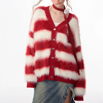 Lady in Red Winter  Christmas Plush Cardigan - www.Shopthatapp.com