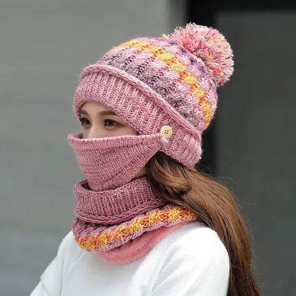 Fall Winter knitted Woolen Balaclava Beanie hat for women - www.Shopthatapp.com