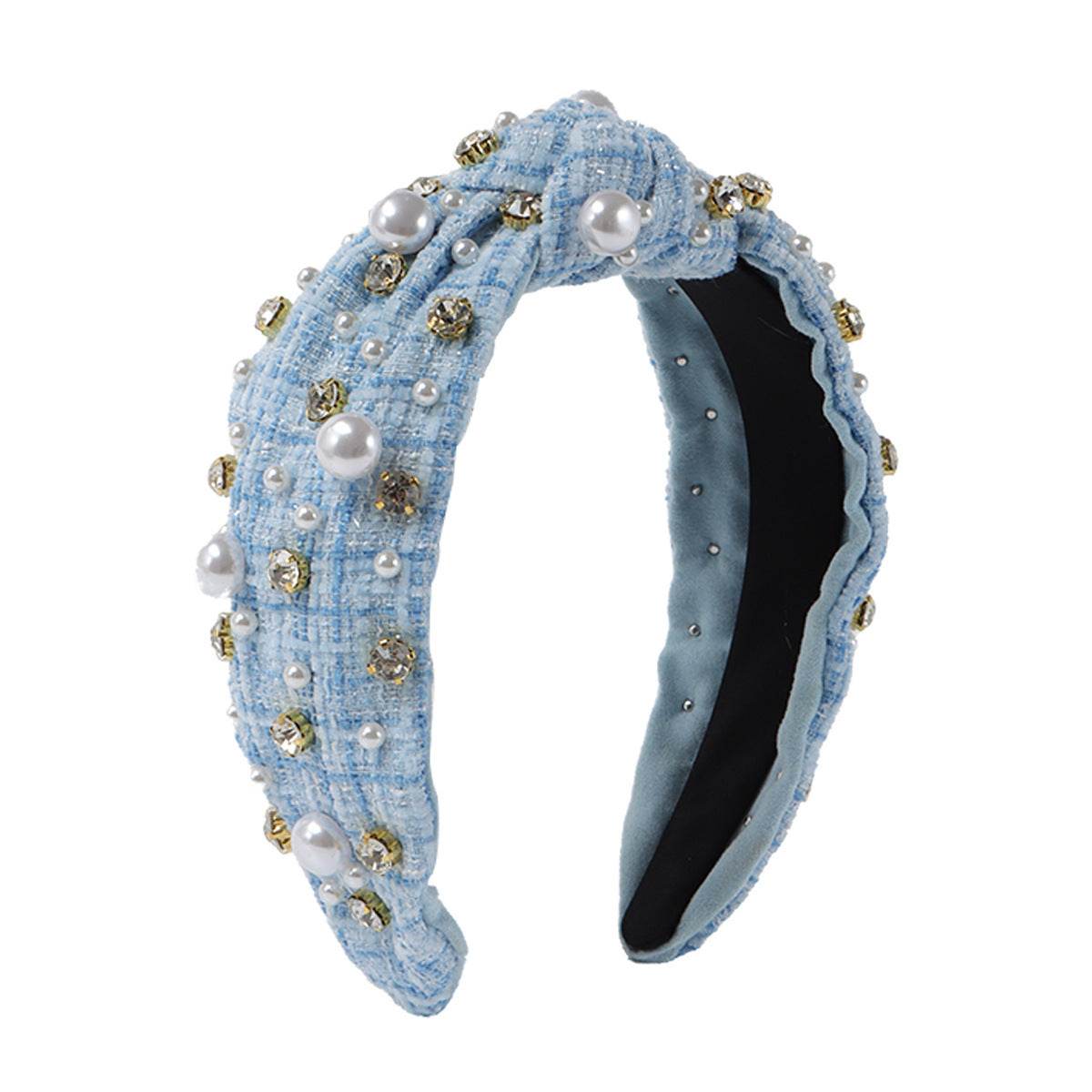 Vintage Fabric Rhinestone Pearl Headband - www.Shopthatapp.com