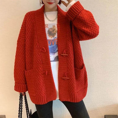Autumn Winter Button Down Woolen Cashmere sweater Cardigan for women - www.Shopthatapp.com