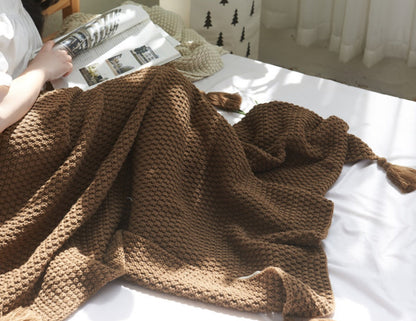 Fringed Knitting Blanket Wool Blanket - www.Shopthatapp.com