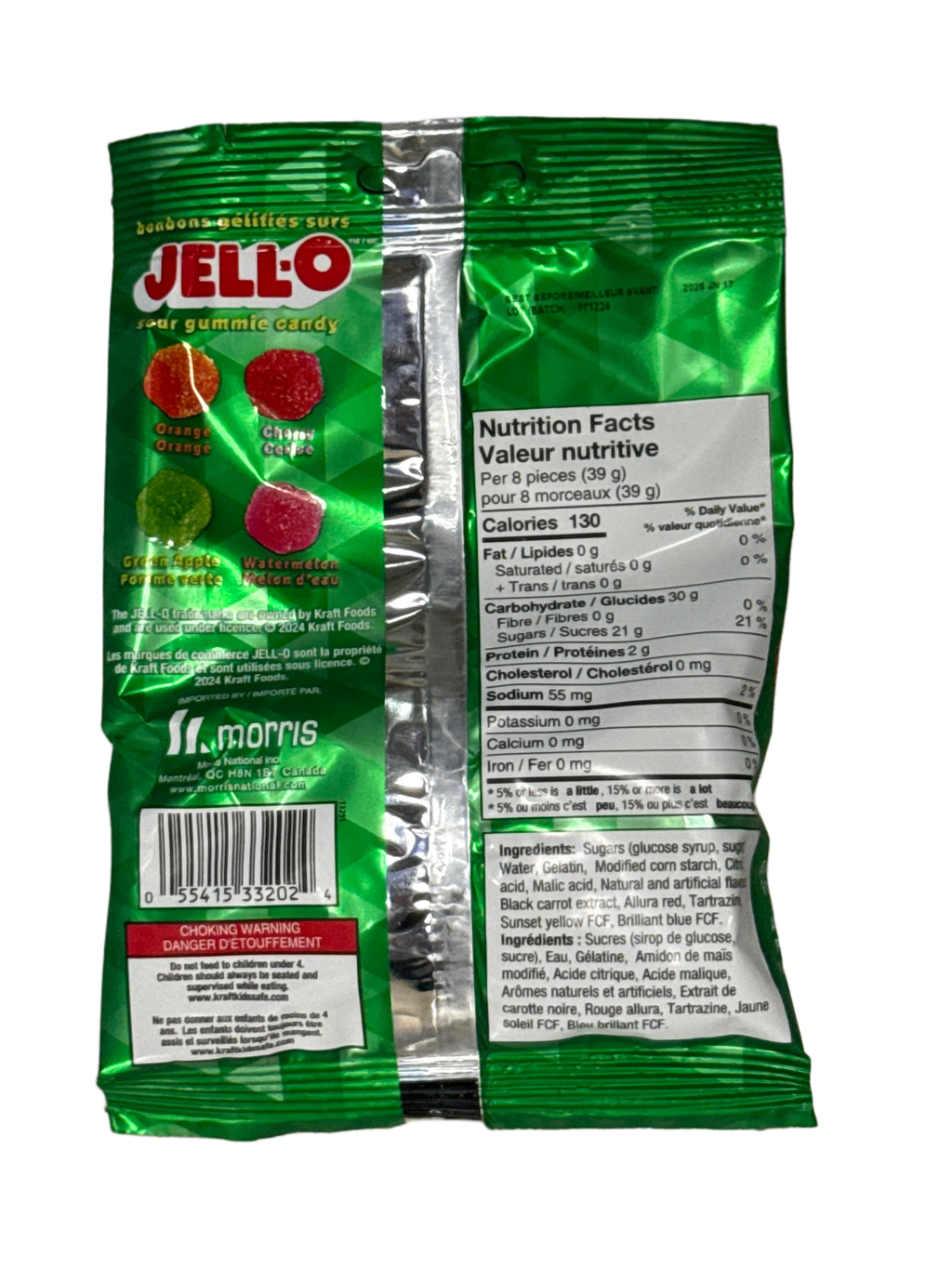 JELL-O Sour Gummy Candy Cubes 127G - Canadian Edition - www.Shopthatapp.com