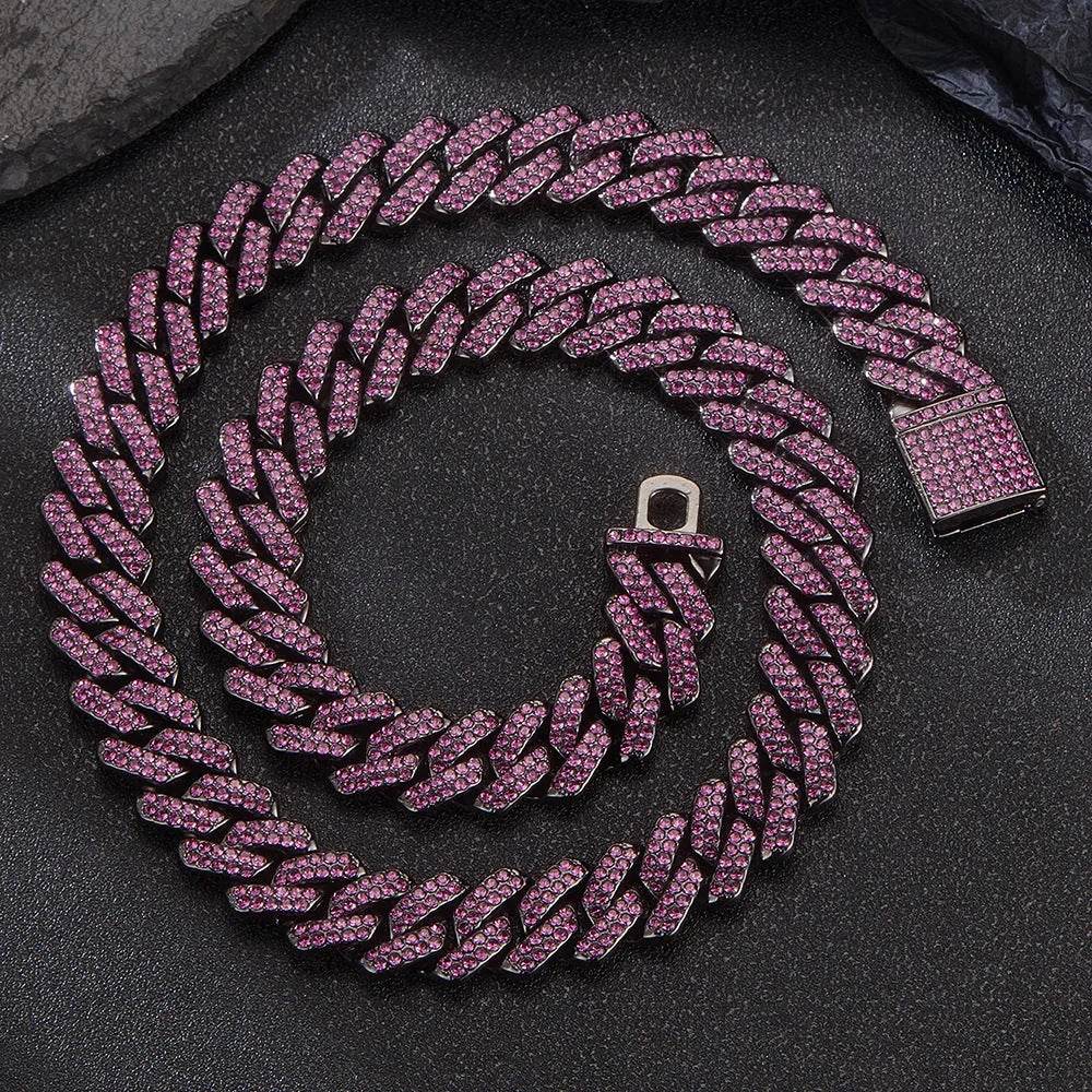 Box Buckle 14mm Bar Cuban Link Chain Bracelet and Necklace 2pcs - www.Shopthatapp.com