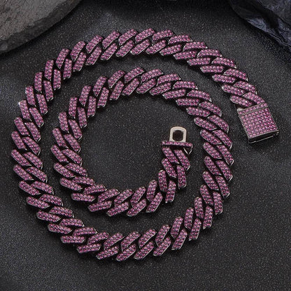 Box Buckle 14mm Bar Cuban Link Chain Bracelet and Necklace 2pcs - www.Shopthatapp.com