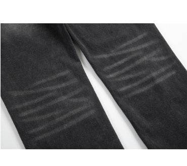 Punk Beggar Ripped Denim Straight-leg Trousers Men Jeans - www.Shopthatapp.com