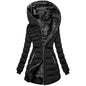 Hooded Warm Fleece Padded Jacket Mid-length Jacket Black Padded Jacket - www.Shopthatapp.com