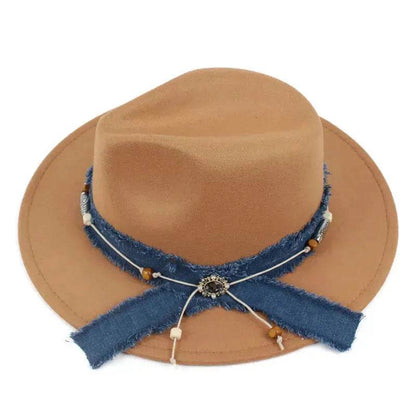 Women Fashion  Denim Blue Cloth Scarf Hat Woolen Hat - www.Shopthatapp.com