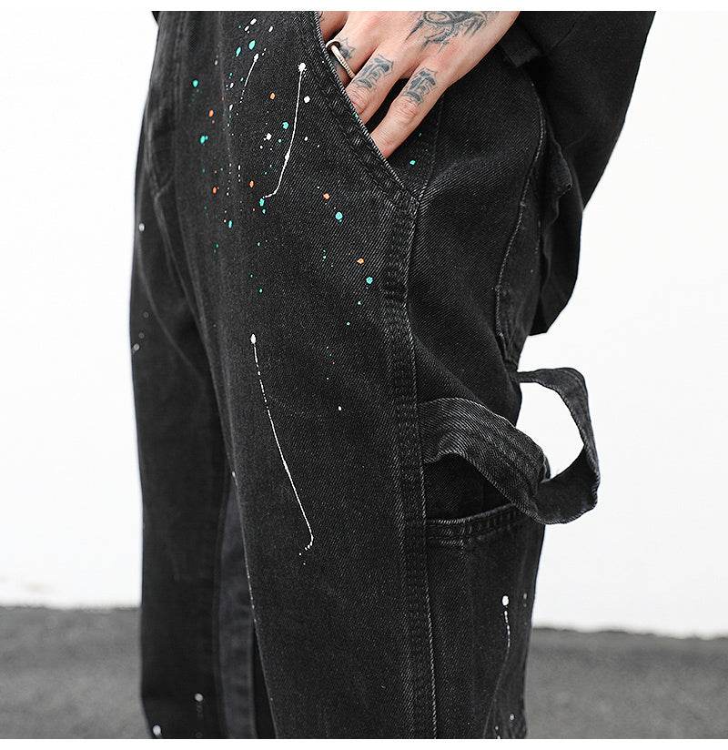 Reconstructed Splatter Denim Jeans pant fashion men - www.Shopthatapp.com