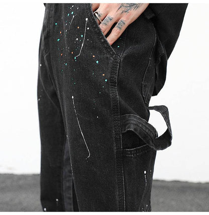 Reconstructed Splatter Denim Jeans pant fashion men - www.Shopthatapp.com