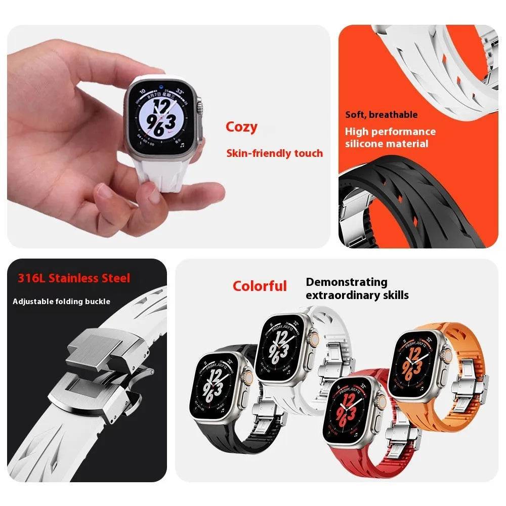 Watch Class Fluororubber Silicone Watch  Strap - www.Shopthatapp.com
