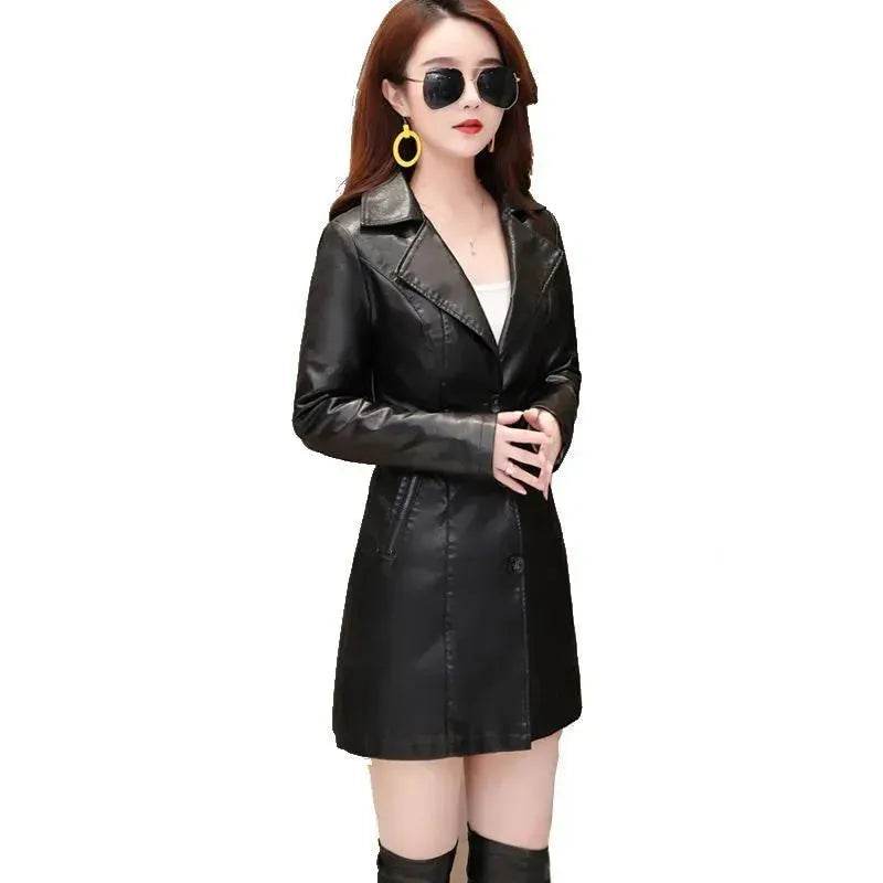 Elegant Fashion Slim fit Long Sleeve Leather Mini Blazer Dress - www.Shopthatapp.com