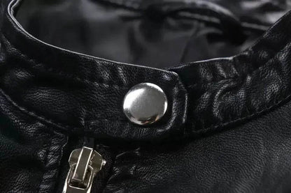 Ladies Fall and Winter Slim fit Leather Jacket  Biker Jacket Women - www.Shopthatapp.com