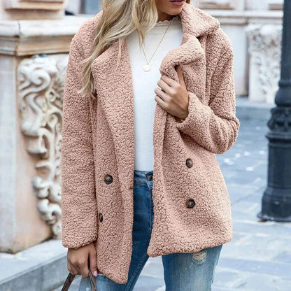 Lapel Winter Fleece Fluffy Jacket Cardigan Sweater for women - www.Shopthatapp.com