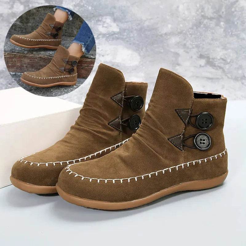 Button Design Ankle Boots For Women Autumn And Winter - www.Shopthatapp.com