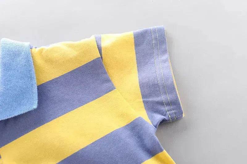 Boys' Summer Short Sleeve Korean Style Lapel Polo Shirt and Short Pant Two piece for boys - www.Shopthatapp.com