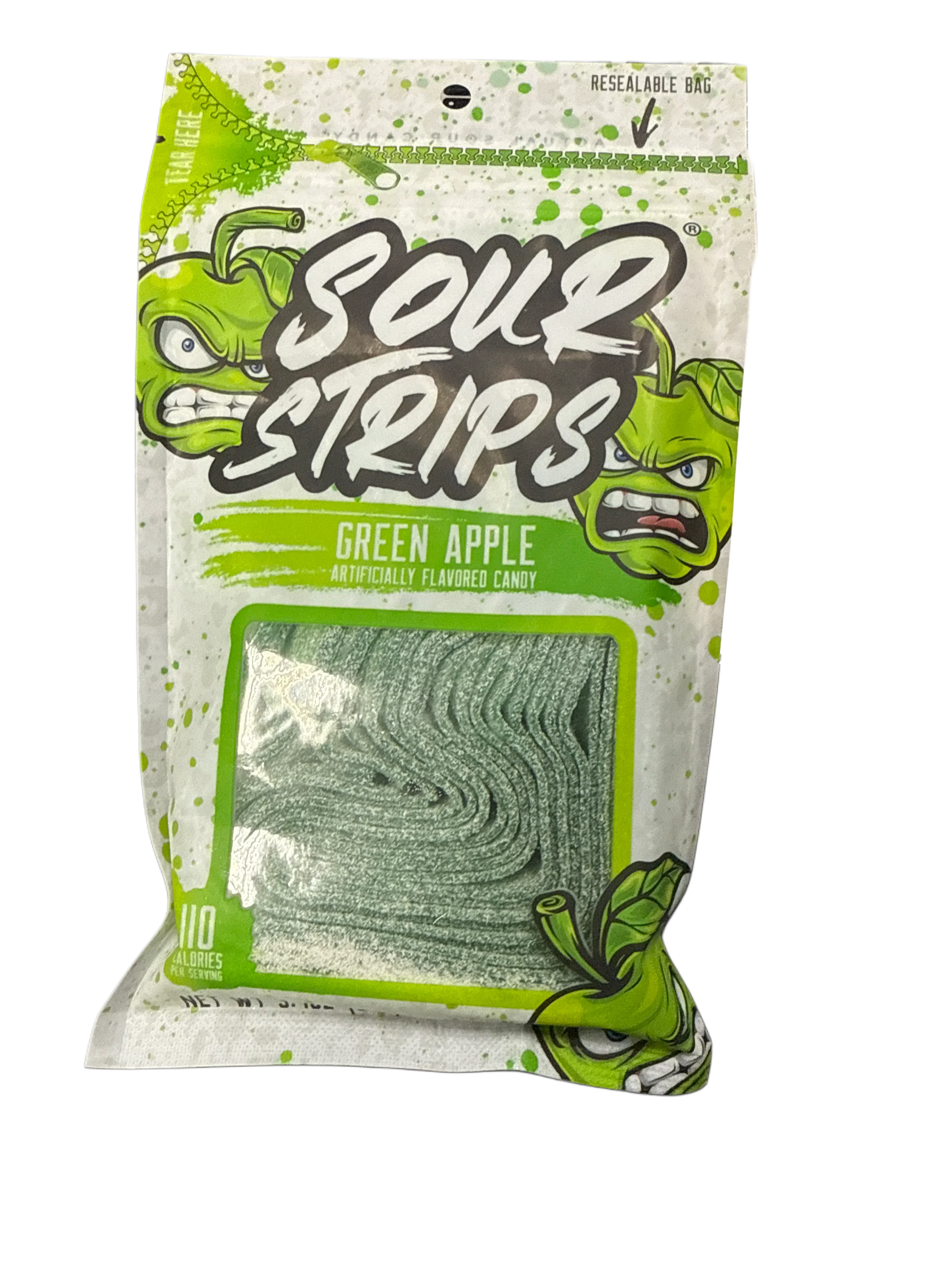 Sour Strips Green Apple Candy Bag 3.40OZ - U.S Edition - www.Shopthatapp.com