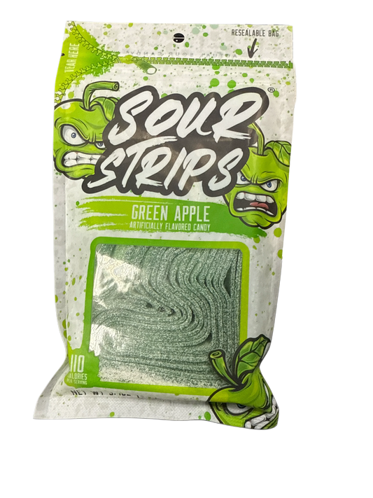 Sour Strips Green Apple Candy Bag 3.40OZ - U.S Edition - www.Shopthatapp.com