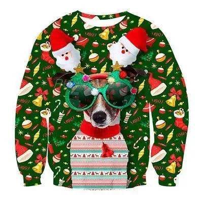 Ugly Christmas Sweater Santa Elf Couple Sweatshirt - www.Shopthatapp.com