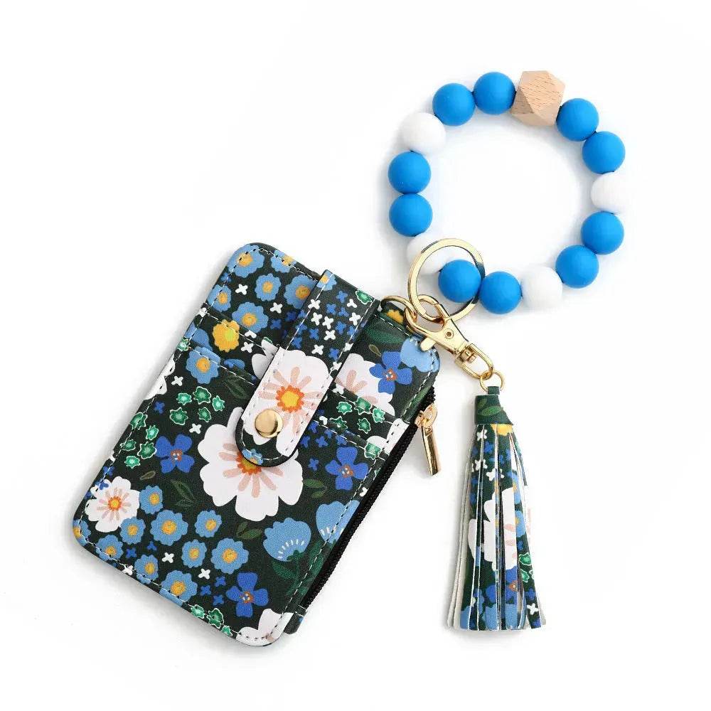 Women's Flora Print Tassel Leather Card Holder Wallet - www.Shopthatapp.com