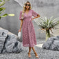 Fashion V-neck Lace Dress Summer Elegant Short Sleeve Long Dresses For Women - www.Shopthatapp.com