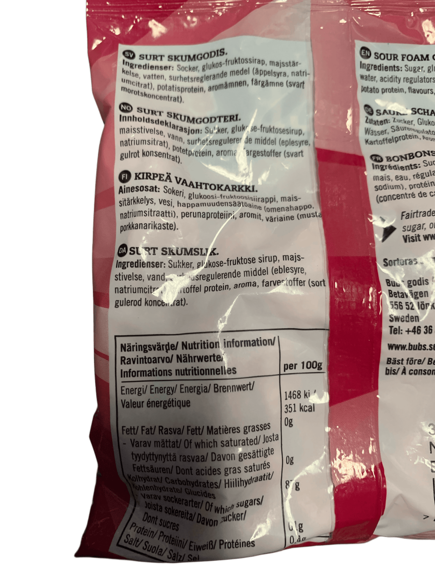 BUBS Godis Cool Hallon SKALLE Skum Candy Bag 90G - Swedish Edition - www.Shopthatapp.com