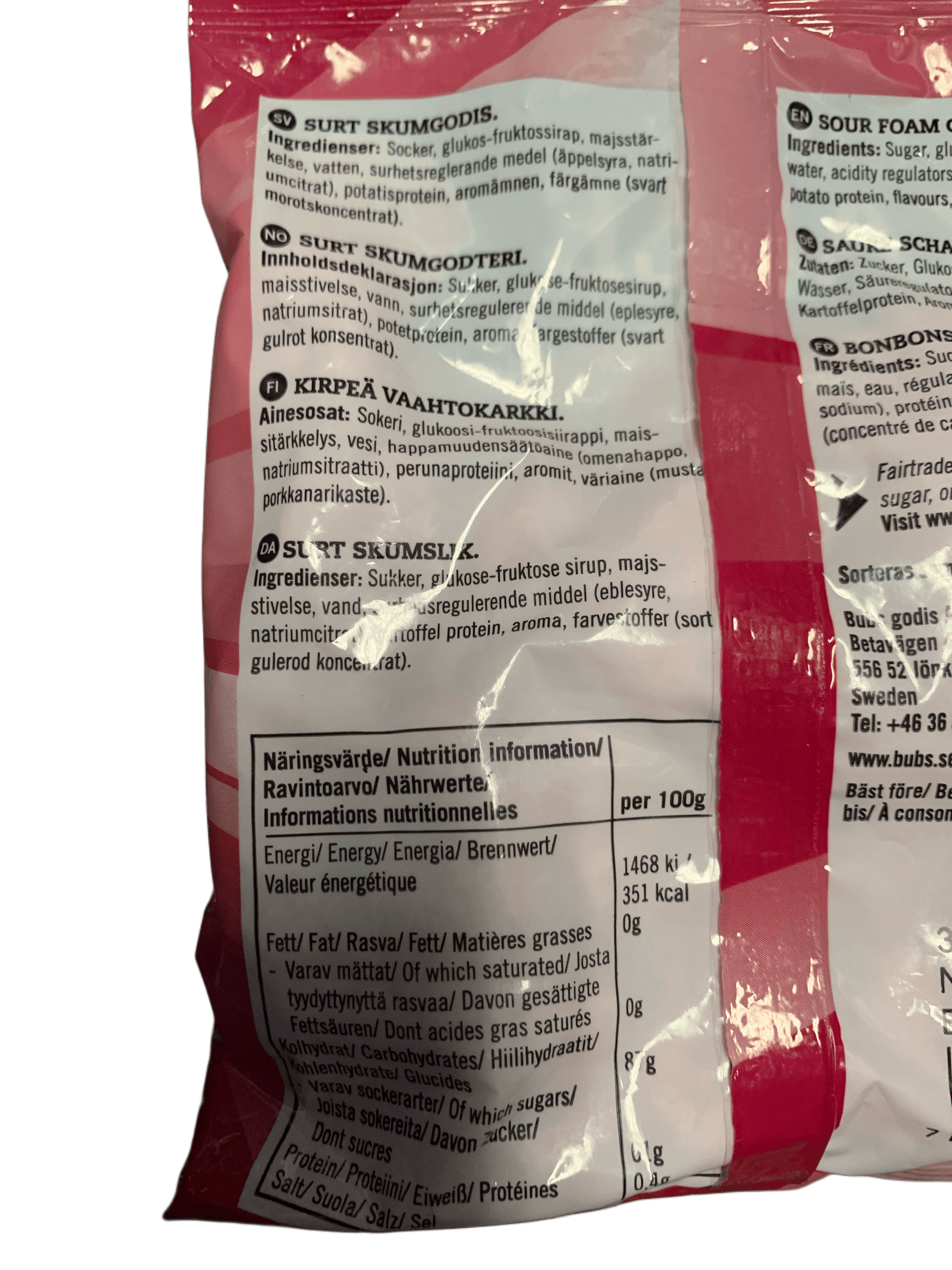 BUBS Godis Cool Hallon SKALLE Skum Candy Bag 90G - Swedish Edition - www.Shopthatapp.com