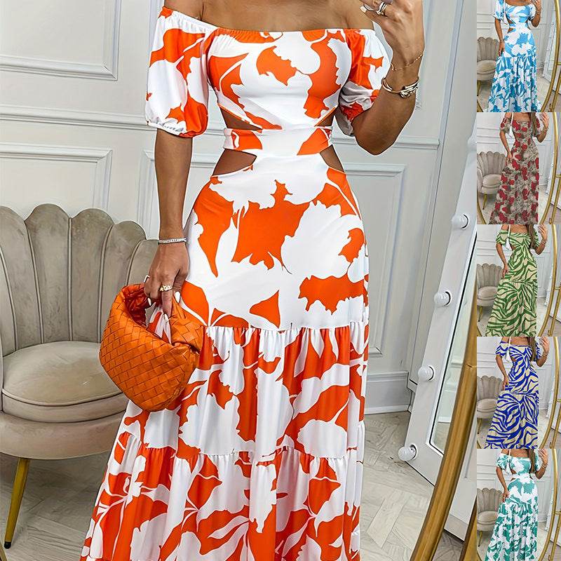 Off Shoulder Summer Maxi Dress Hollow out Cute Flowy dress - www.Shopthatapp.com