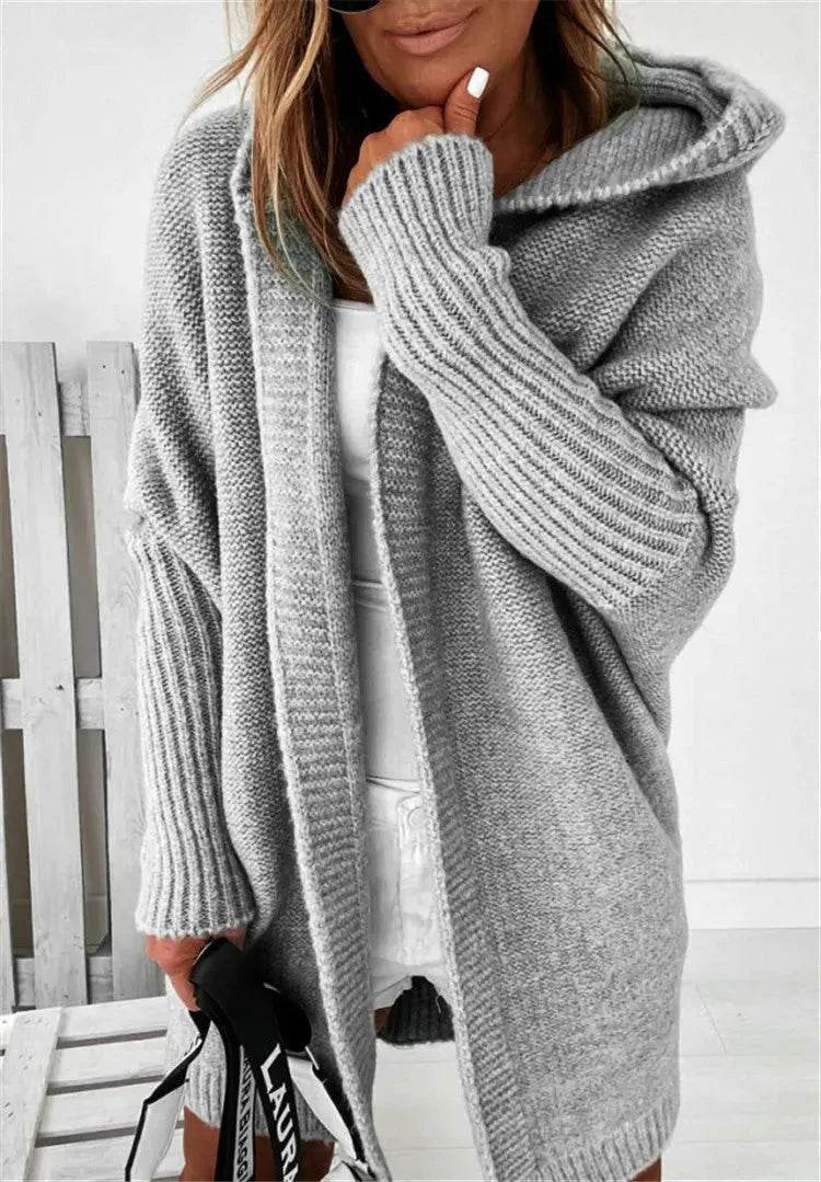 Oversized Head cover Knitted Long Kimono Cashmere Cardigan for Women - www.Shopthatapp.com
