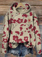 Women Fashion Spring And Autumn Plum Blossom Hooded Super Plus Size Loose-fitting Casual Pullover - www.Shopthatapp.com