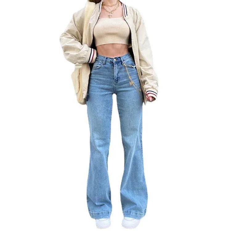 Women's Jeans Mid-rise Blue Commuter Bootcut Pants - www.Shopthatapp.com