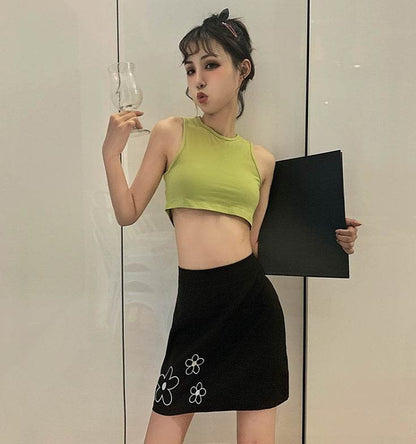 Summer Halter neck tank Tops and Skirt Outfit set - www.Shopthatapp.com