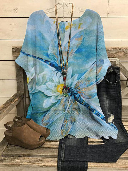 Summer Loose blouse Round Neck Short Sleeve Cotton And Linen Top For Women - www.Shopthatapp.com