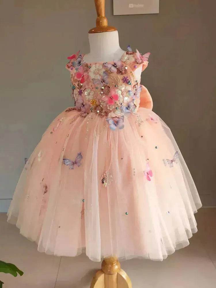 Children's Handmade Flower Fashion Special Dress Princess Ball Gown Dress Birthday Photoshoot Dress for girls Party dress for kids - www.Shopthatapp.com
