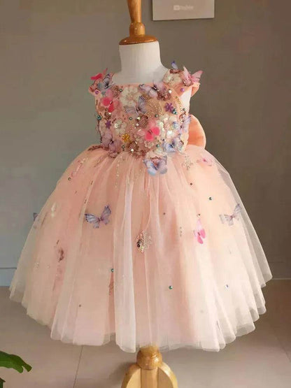 Children's Handmade Flower Fashion Special Dress Princess Ball Gown Dress Birthday Photoshoot Dress for girls Party dress for kids - www.Shopthatapp.com