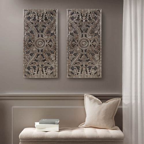 Distressed Carved Wood 2-piece Wall Decor Set - www.Shopthatapp.com