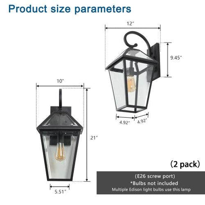 Modern Outdoor Waterproof Wall Lights fixture Support Many Types Of Bulb-2 Packs - www.Shopthatapp.com