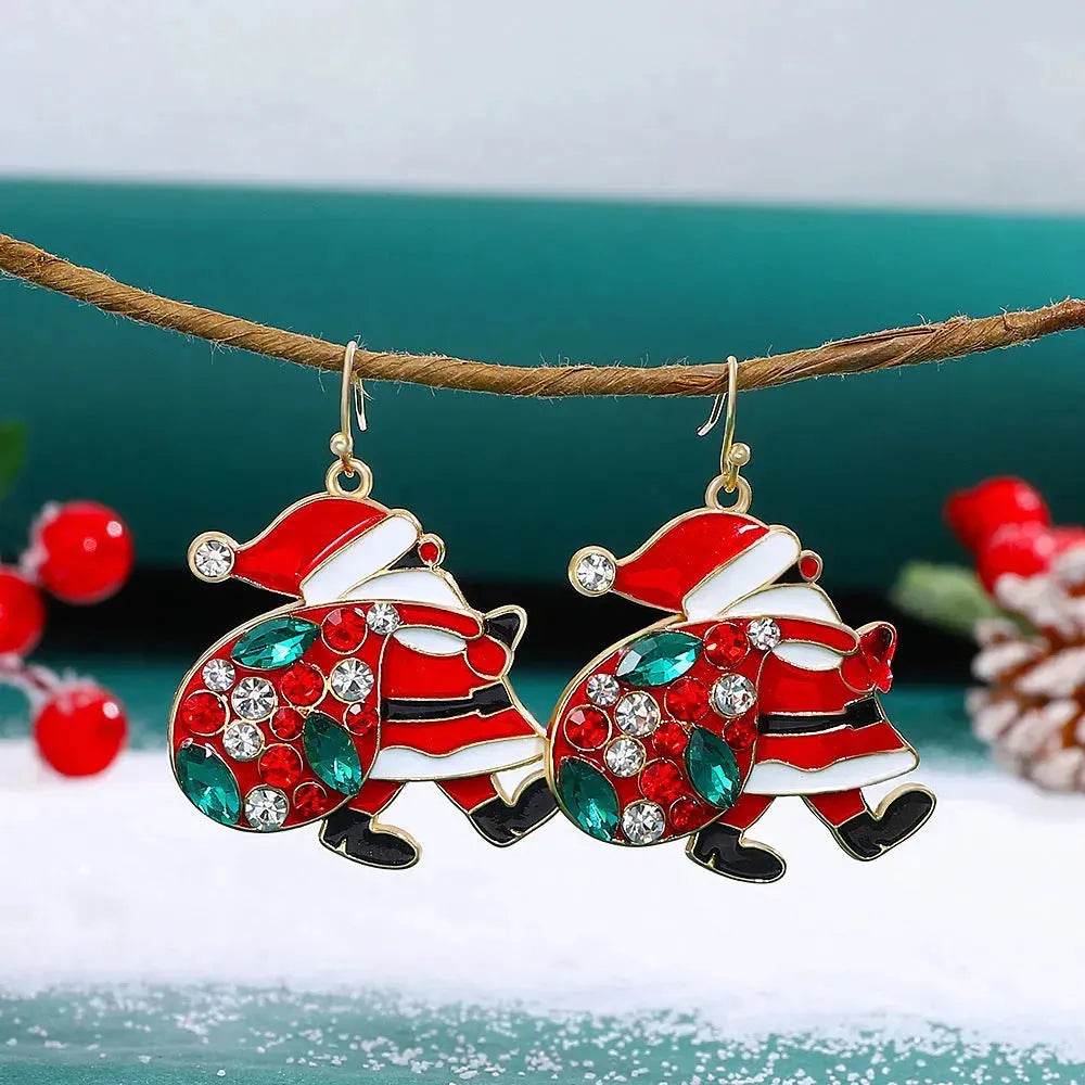Personalized Cute Santa Claus Earrings With Colorful Rhinestones Ins Fashion Christmas Earrings For Women Jewelry - www.Shopthatapp.com