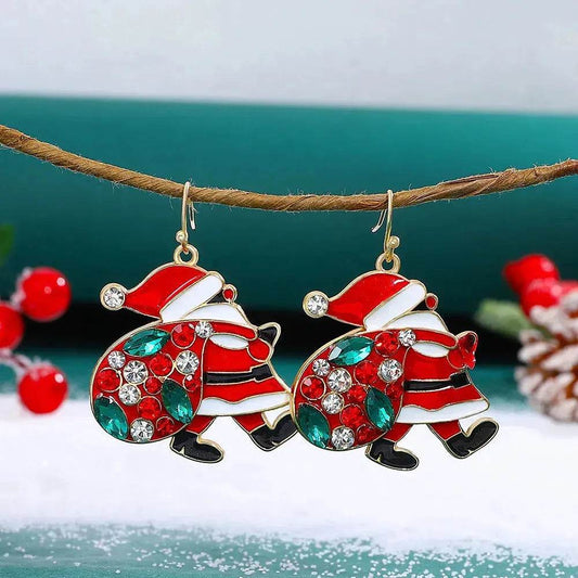 Personalized Cute Santa Claus Earrings With Colorful Rhinestones Ins Fashion Christmas Earrings For Women Jewelry - www.Shopthatapp.com
