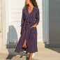 Stripe Shirt Women's Dress Spring Summer Chiffon V-neck Sexy Maxi Dresses Sexy Elegant Casual Girl Lace Women Long Sleeve - www.Shopthatapp.com