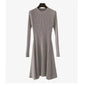 Autumn Winter Round neck Slim fit Mini Flared Sweater Dress - www.Shopthatapp.com