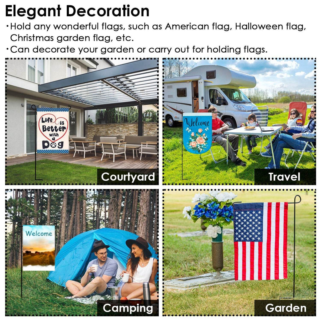 1Pc Garden Flag Stand Flagpole Weatherproof Wrought Iron Coated Yard Flag Holder For Yard Flag Party Banner Fits 11.8x17.7in Flag For Christmas Halloween Outdoor Decoration - www.Shopthatapp.com