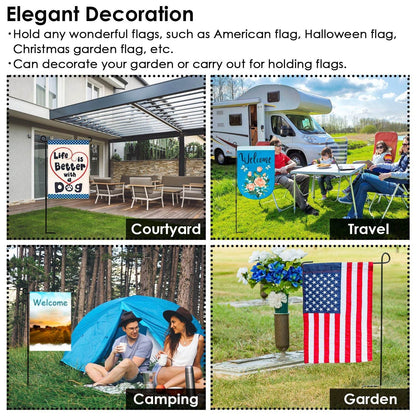 1Pc Garden Flag Stand Flagpole Weatherproof Wrought Iron Coated Yard Flag Holder For Yard Flag Party Banner Fits 11.8x17.7in Flag For Christmas Halloween Outdoor Decoration - www.Shopthatapp.com