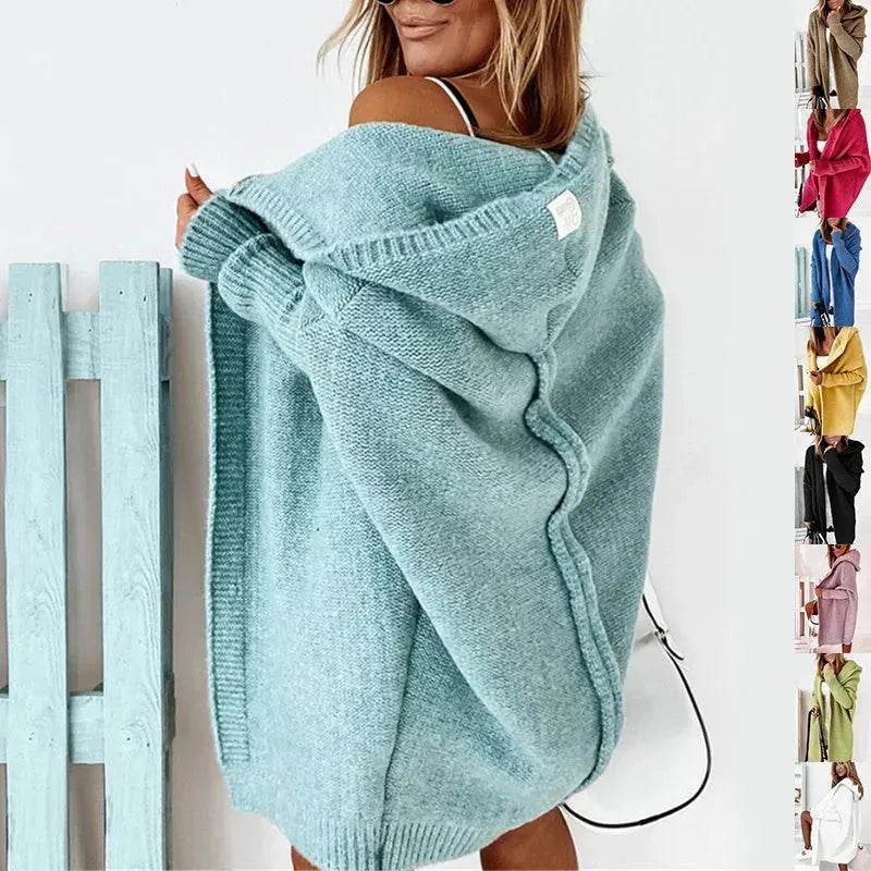 Oversized Head cover Knitted Long Kimono Cashmere Cardigan for Women - www.Shopthatapp.com