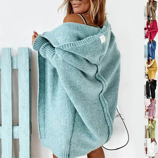 Oversized Head cover Knitted Long Kimono Cashmere Cardigan for Women - www.Shopthatapp.com