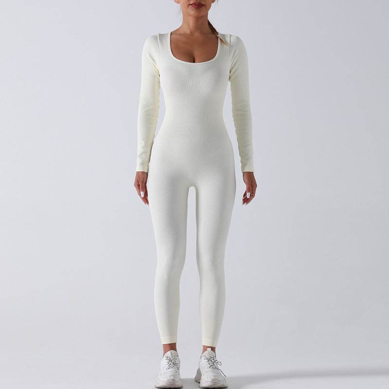 Seamless Long Sleeve Yoga Jumpsuit Bodycon Women Activewear Athleisure Romper - www.Shopthatapp.com
