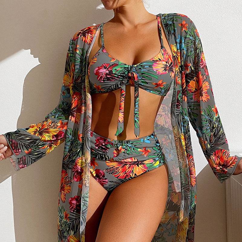 Women's Long Blouse Split Bikini Plus Size Suit - www.Shopthatapp.com